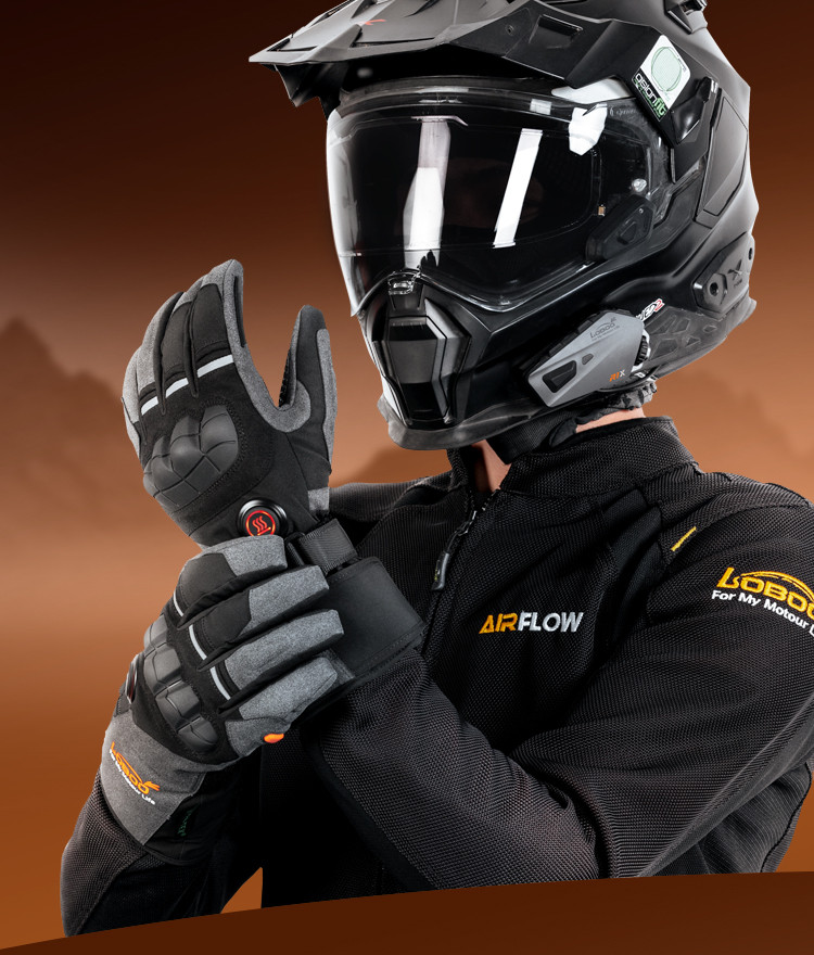 LOBOO Podgrzewane rękawice motocyklowe Szare rozm. 2XL