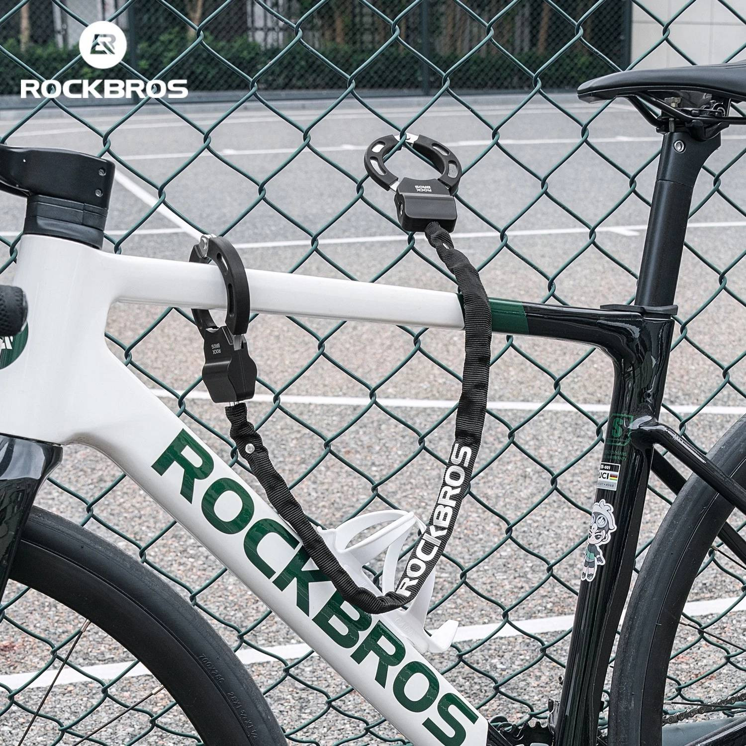 Zabezpieczenie rowerowe, blokada koła, łańcuch ROCKBROS do roweru i hulajnogi, zabezpieczenie antykradzieżowe (32130001001)