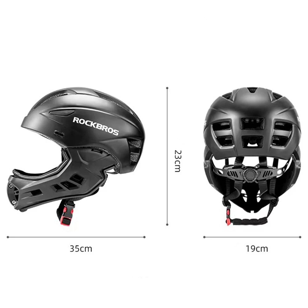 Kask rowerowy dziecięcy z odpinaną osłoną podbródka FULL FACE 48-58 cm off-road Rockbros TT-018-BK
