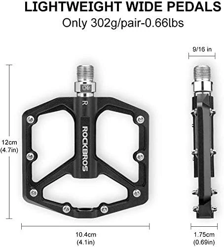 Pedały rowerowe aluminiowe z pinami czarne Rockbros K203-BK