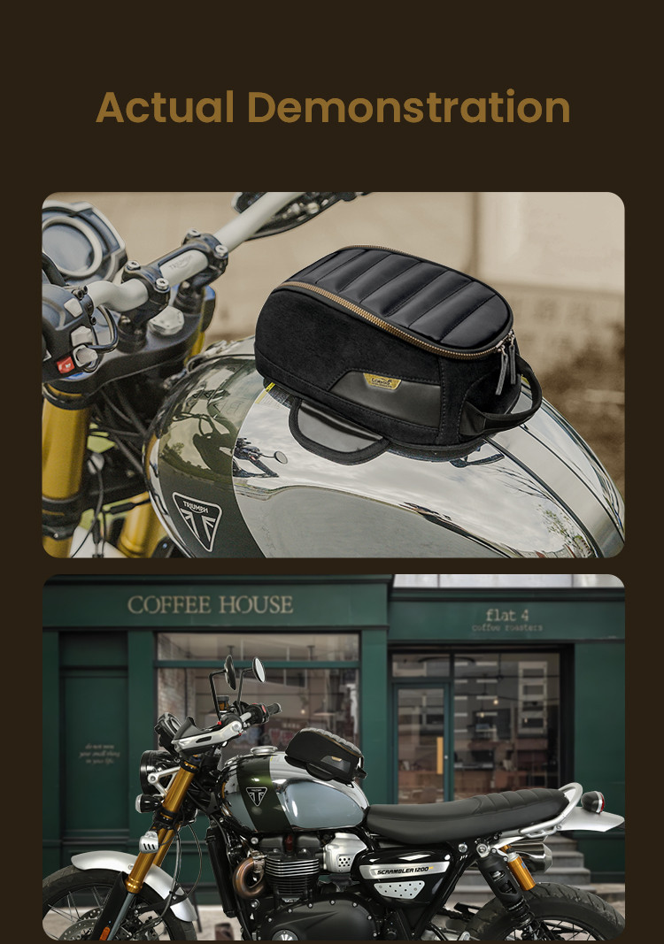 LOBOO Vintage Tank Bag 3,5L motocyklowy magnetyczny, retro design, czarny