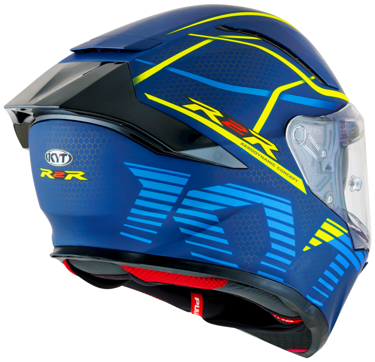 Kask Motocyklowy KYT R2R CONCEPT matowy niebieski/żółty ECE/ONU 22-06