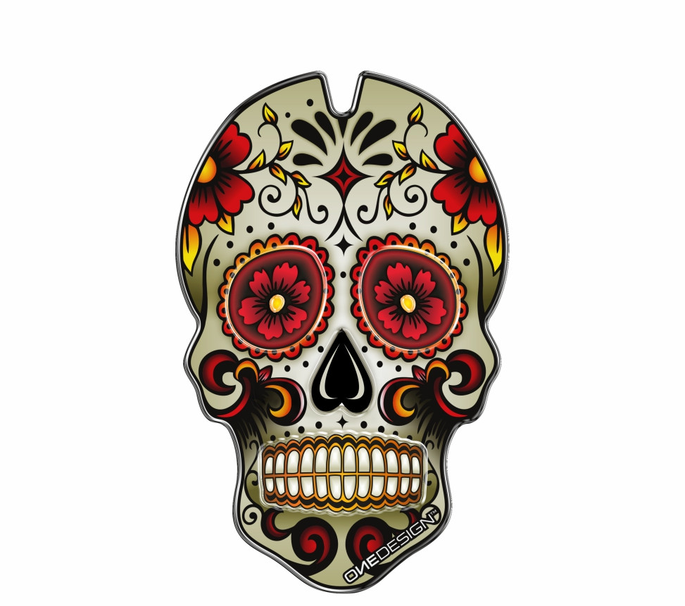 ONEDESIGN Tankpad czerwony Skull with domed zones