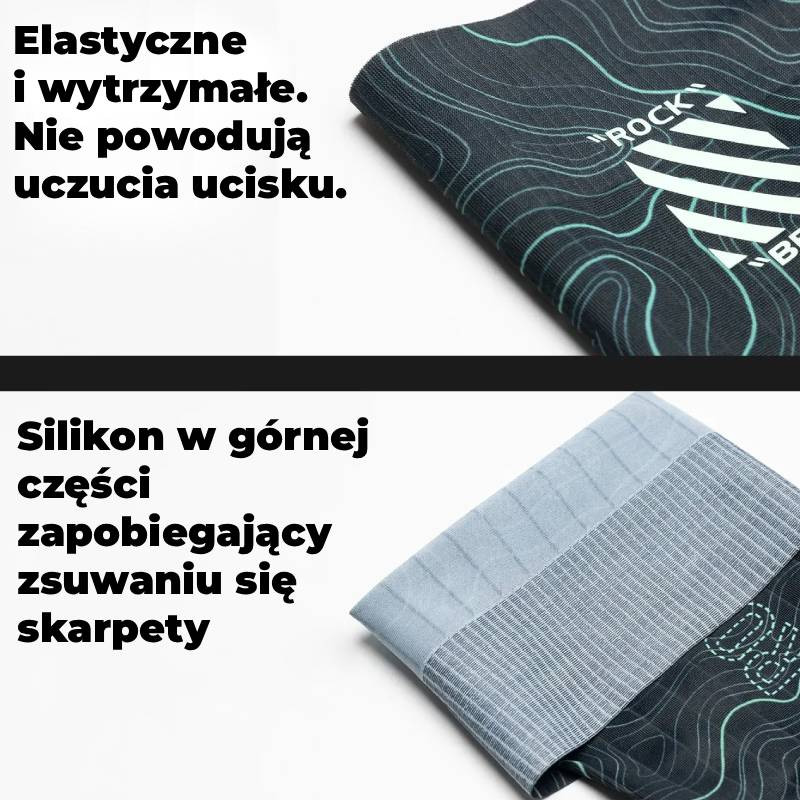 Skarpety rowerowe, kolarskie, sportowe kompresyjne do połowy łydki czarno-zielone ROCKBROS
