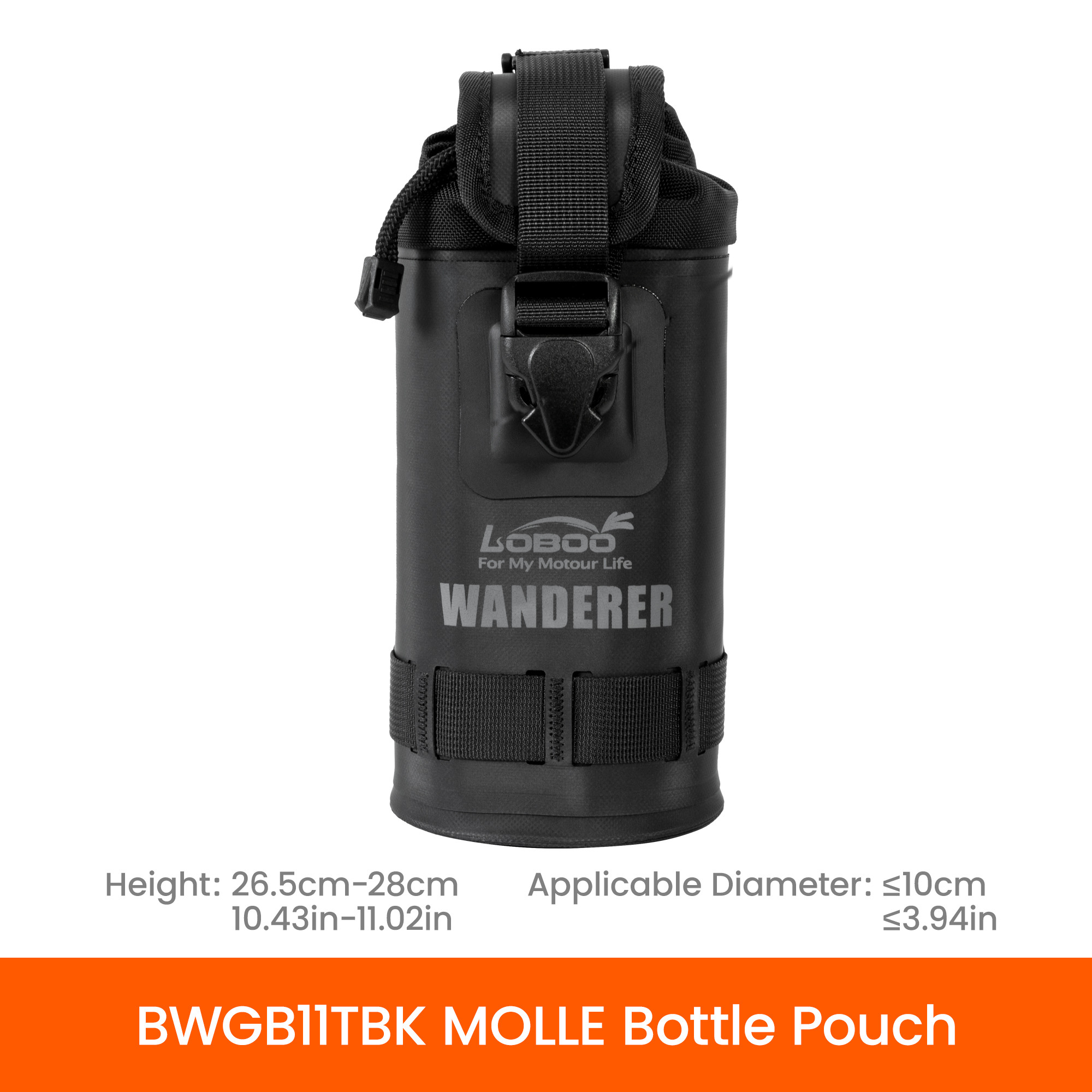 LOBOO Kieszeń na butelkę (MOLLE) do max 10cm x 28cm DURAFLEX 840D TPU + Hyplan