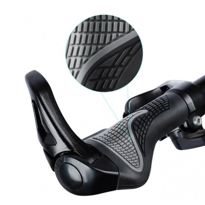 Gripy rowerowe MTB rogi ROXAR ergonomiczne szary-czarny