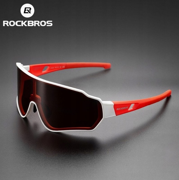 Okulary rowerowe / sportowe z polaryzacją ROCKBROS UV400 (10162) biało-czerwone
