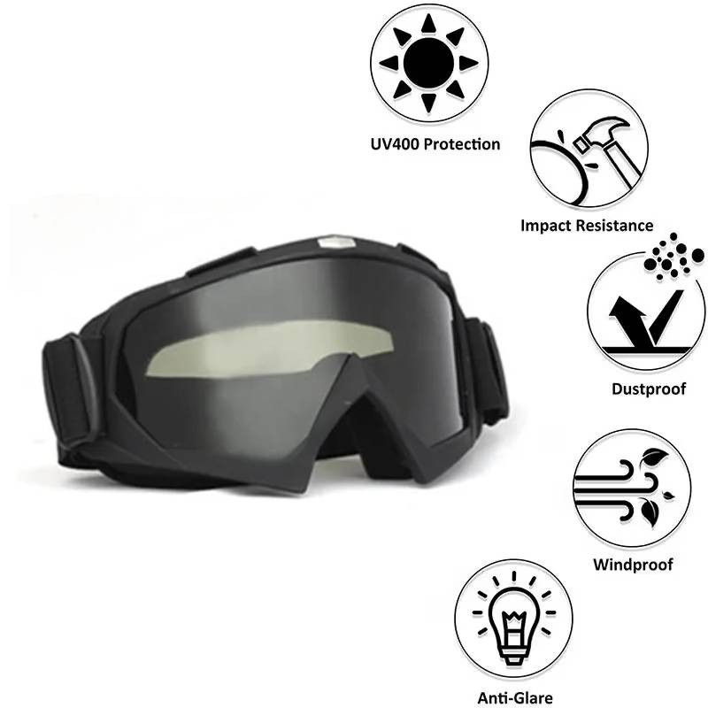 Gogle motocyklowe, crossowe, snowboard, enduro czarne ROXAR