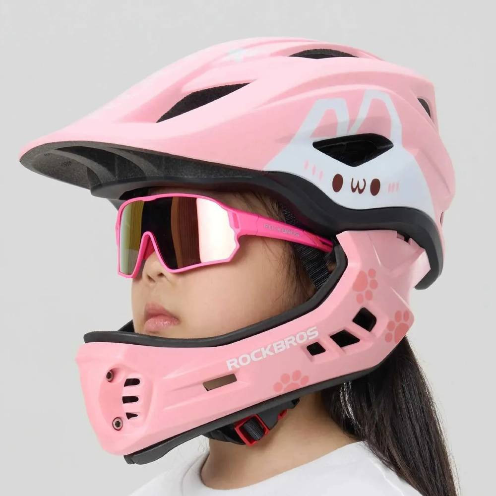 Kask dziecięcy z odpinana szczęką 2w1 ROCKBROS TT-32001 Różowy pink