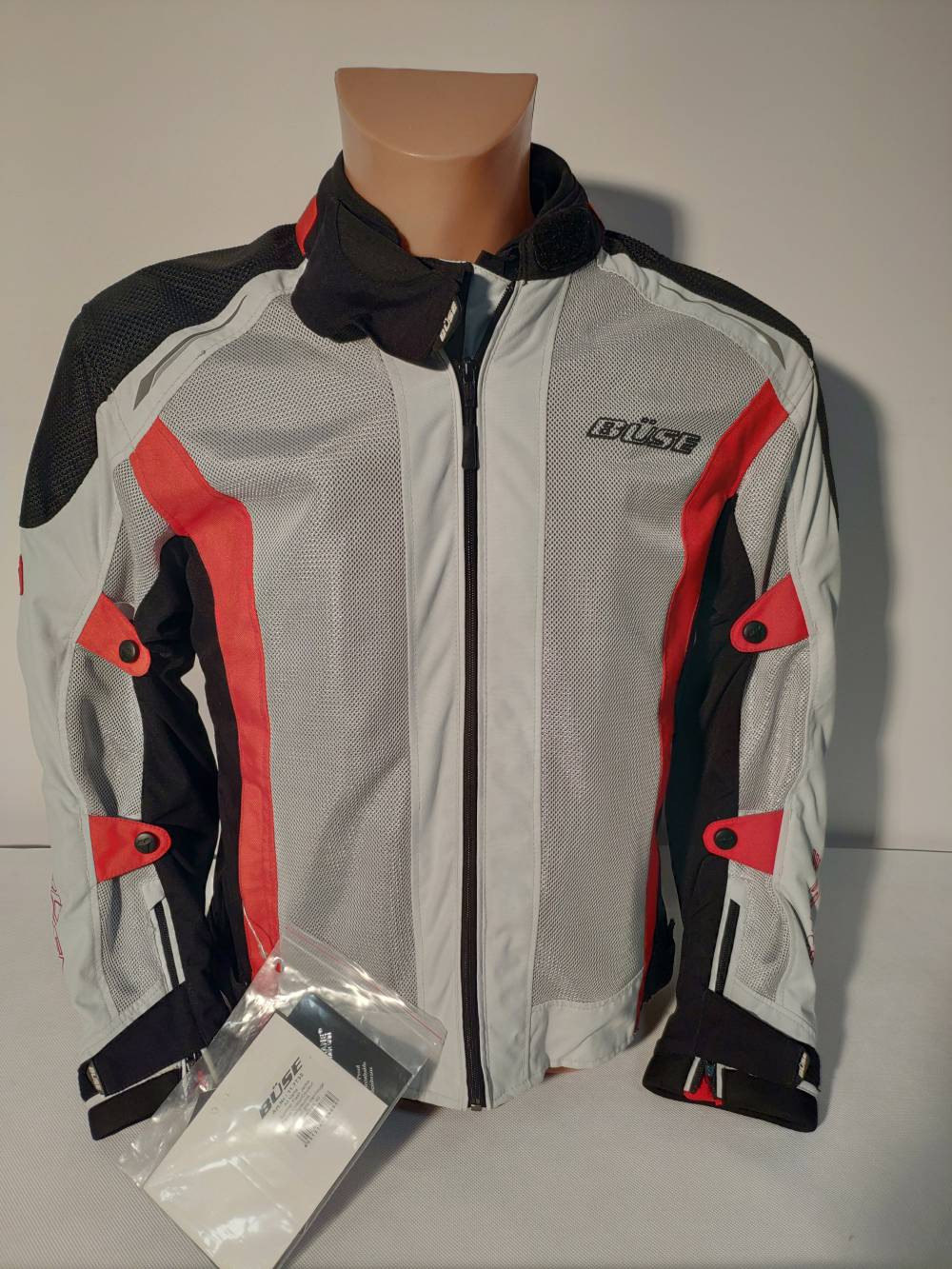 [OUTLET] Damska kurtka motocyklowa BUSE Summer Flash szaro-czerwona, rozmiar 40 (M)