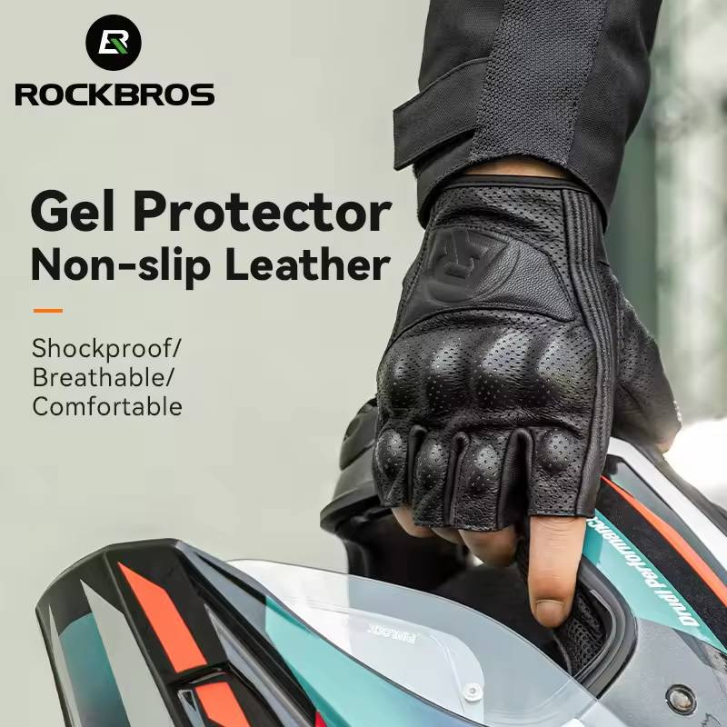 Skórzane rękawiczki motocyklowe ROCKBROS z krótkimi palcami