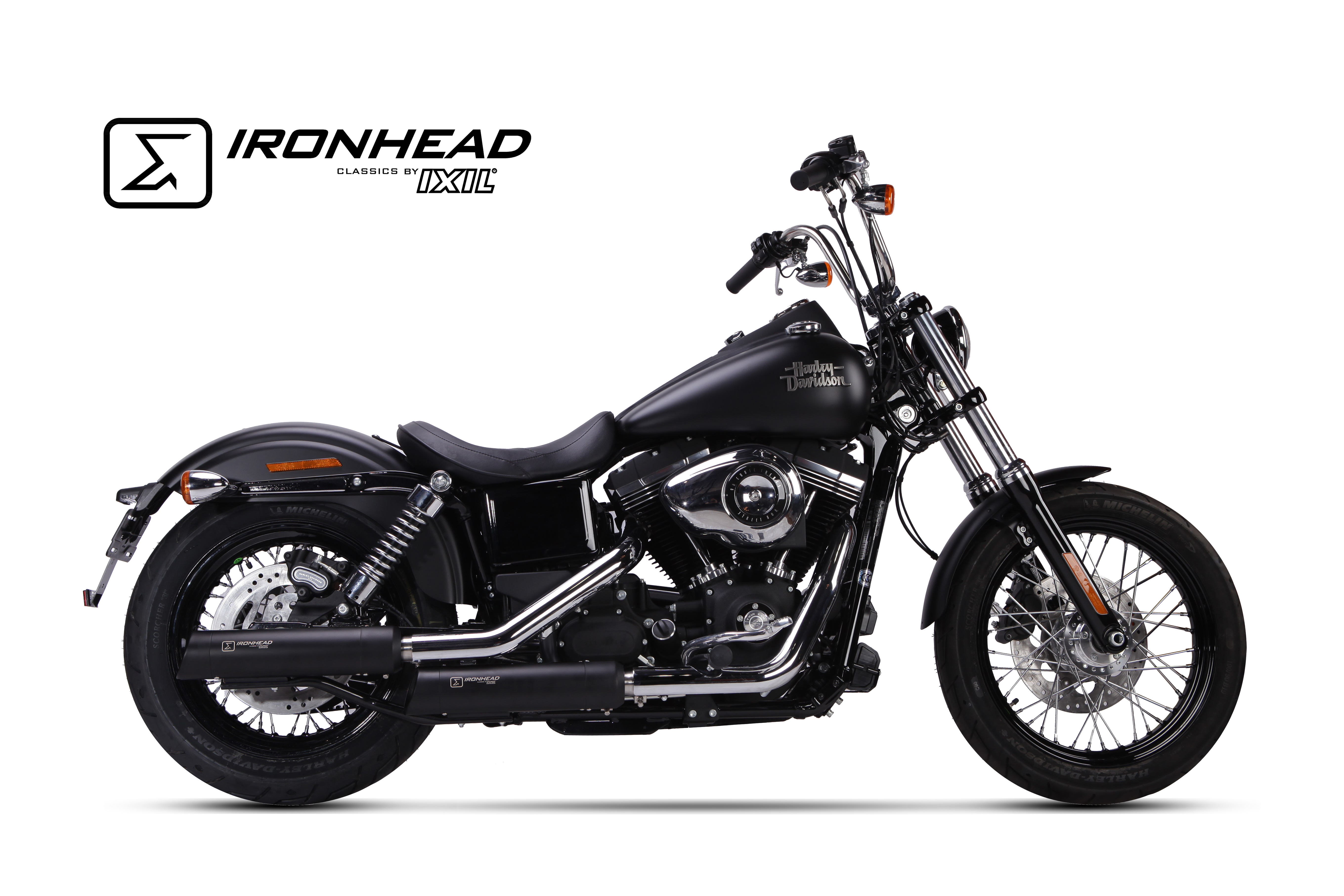 Tłumik IXIL H-D DYNA STREET BOB 2006-2016 typ HC1-3B (waga: 2500g, długość: 400 mm., materiał: Inox AISI304, kolor: Black painte