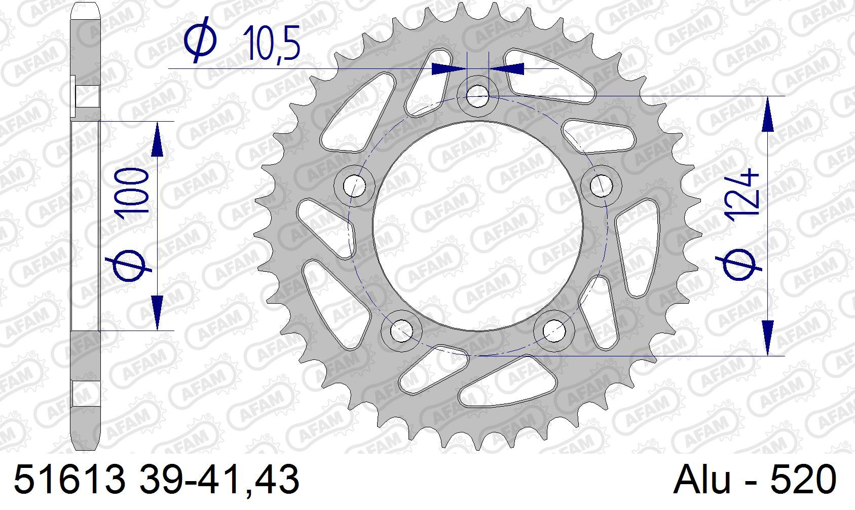 AFAM Zębatka tylna aluminiowa do łańcucha 520 kod 51613-39