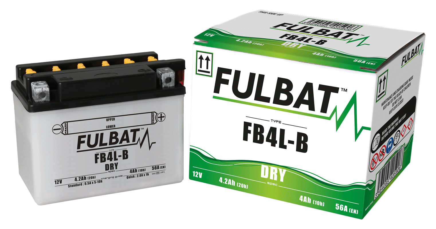 Akumulator FULBAT FUL DRY - FB4L-B / YB4L-B (suchy, obsługowy, kwas w zestawie)