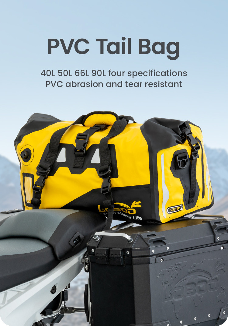 LOBOO Torba motocyklowa PVC bojowo zielona 90L (z kieszenią separacyjną na mokre rzeczy)