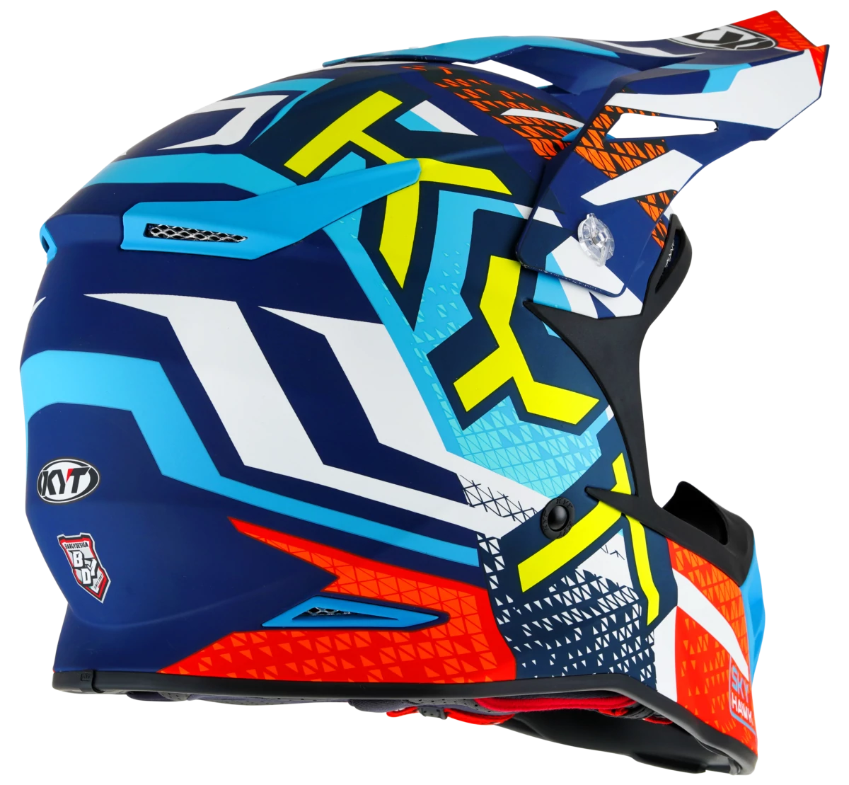 Kask motocyklowy KYT SKYHAWK HYPERFLOW MATT JASNY NIEBIESKI/CZERWONY E06