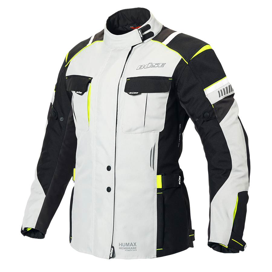 Kurtka motocyklowa damska BUSE Breno Pro jasnoszaro-czarna