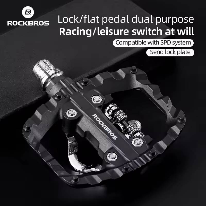 Pedały rowerowe MTB 2 w 1 zatrzaskowe Platformowe/SPD 370010001 czarne