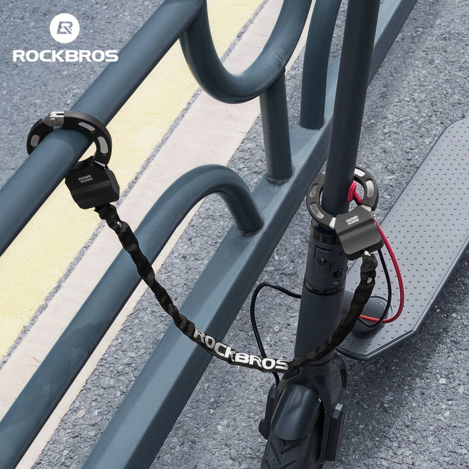 Zabezpieczenie rowerowe, blokada koła, łańcuch ROCKBROS do roweru i hulajnogi, zabezpieczenie antykradzieżowe (32130001001)
