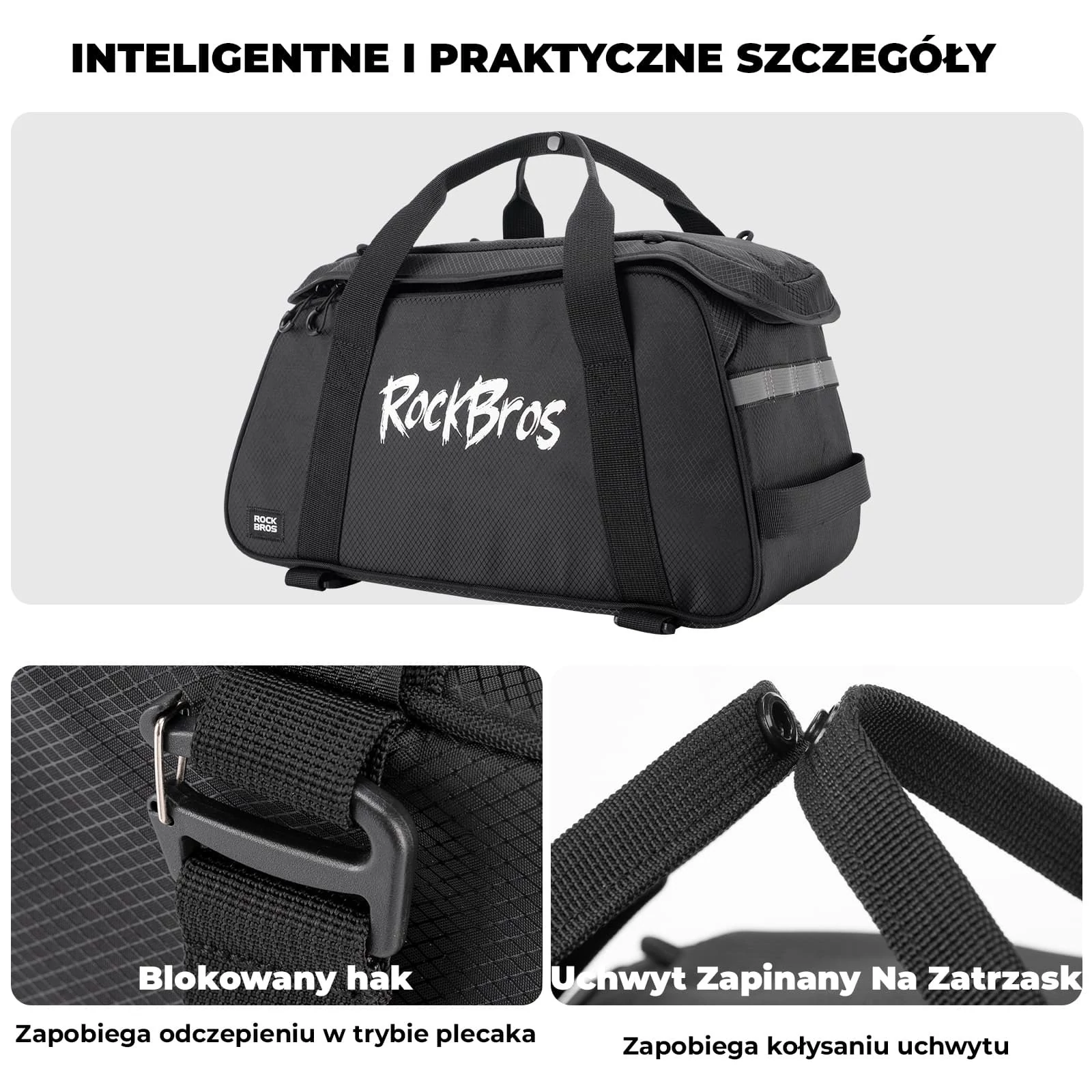 Torba na bagażnik rowerowy Rockbros A41 10,5 l plecak na ramię wodoodporna