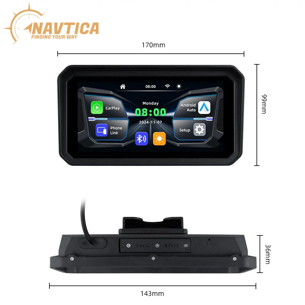 Ekran nawigacyjny do motocykla NAVTICA Nomad, 6,25", CarPlay, Android Auto