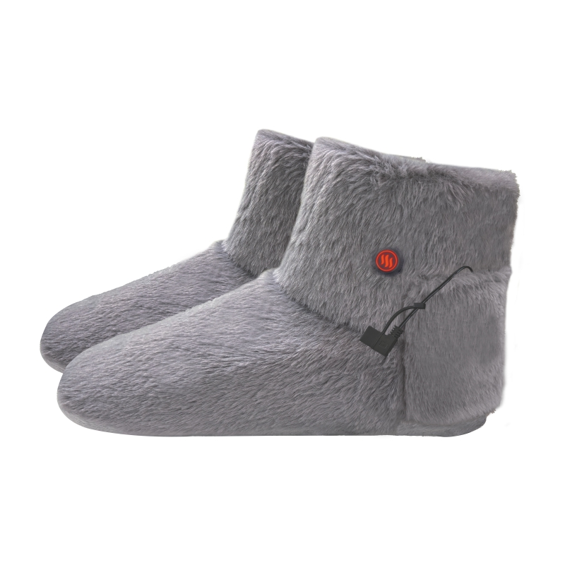 Ogrzewane kapcie domowe szare, zasilanie USB, 10 W, rozmiar uniwersalny 36-39