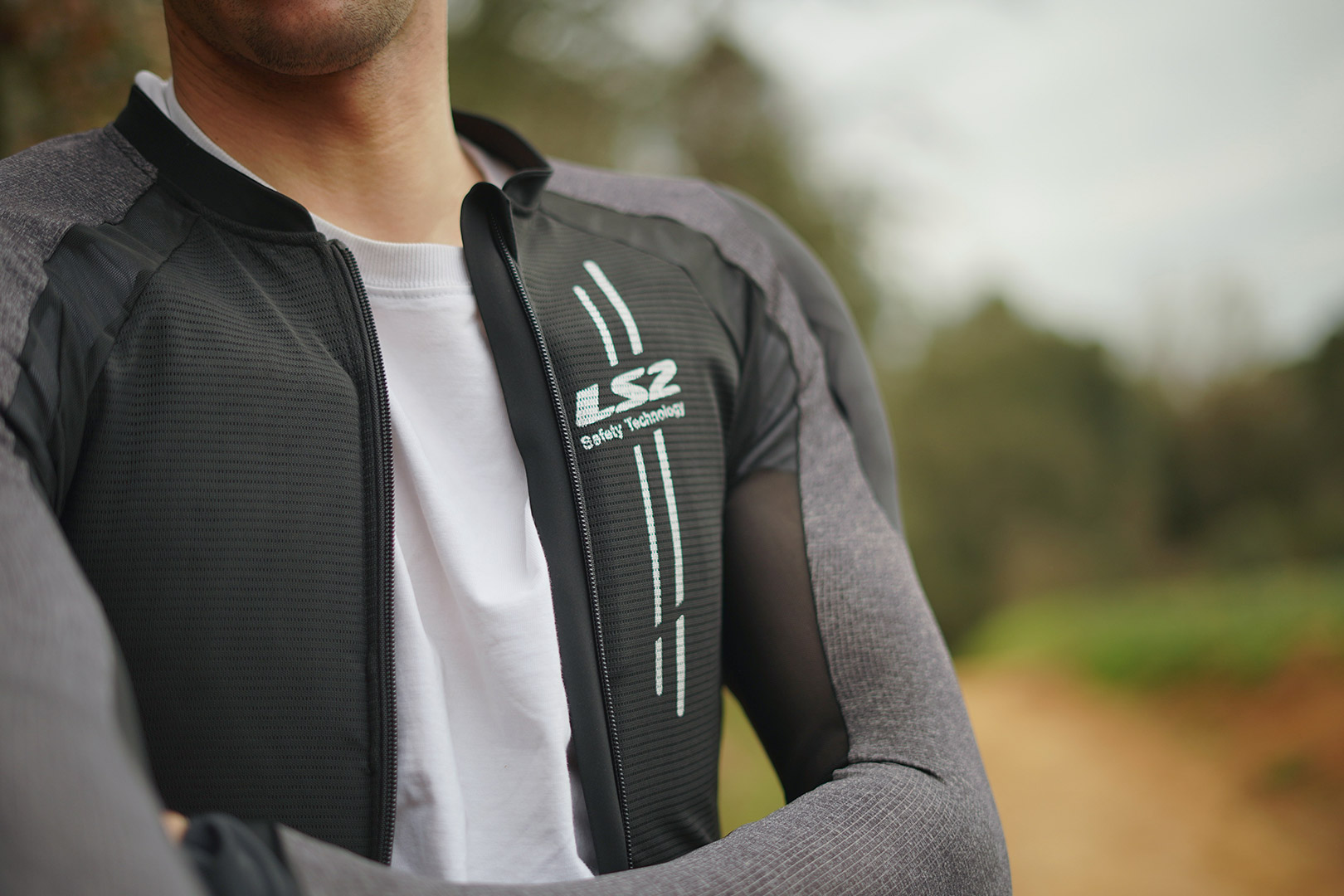 BLUZA LS2 X-ARMOR MAN BLACK SILVER