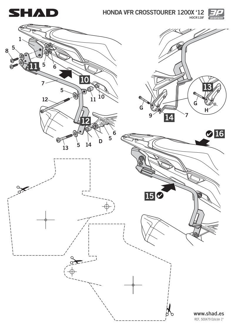 STELAŻ KUFRA BOCZNEGO 3P SHAD DO HONDA CROSSTOURER