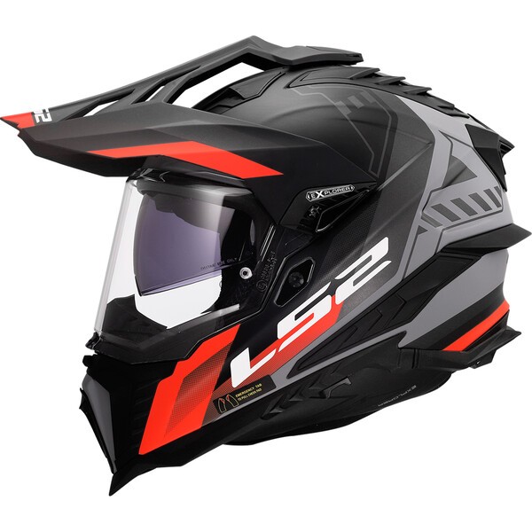 KASK LS2 MX701 EXPLORER HEXA BLACK RED GREY