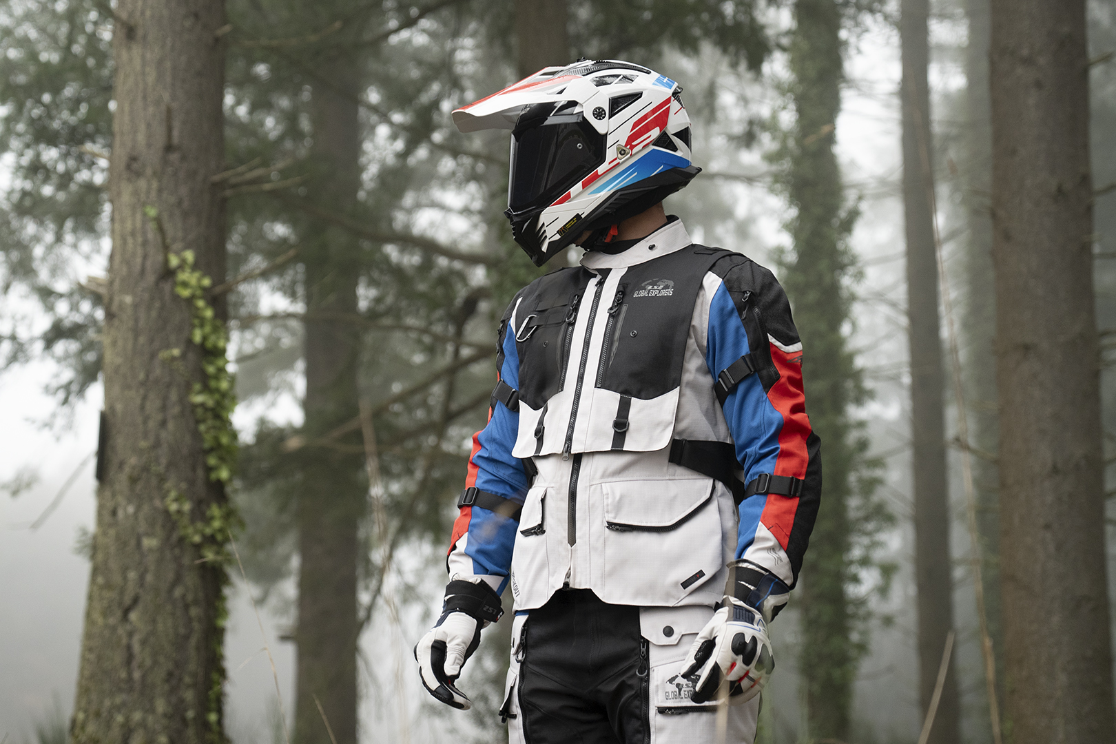 KURTKA LS2 BREAKOUT MAN GREY BLUE RED