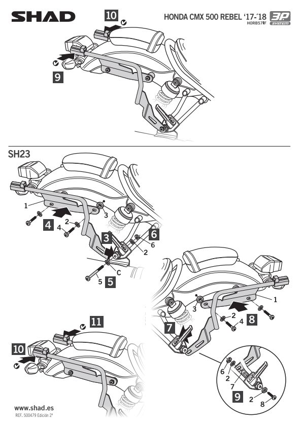 STELAŻ KUFRA BOCZNEGO 3P SHAD DO HONDA CMX500