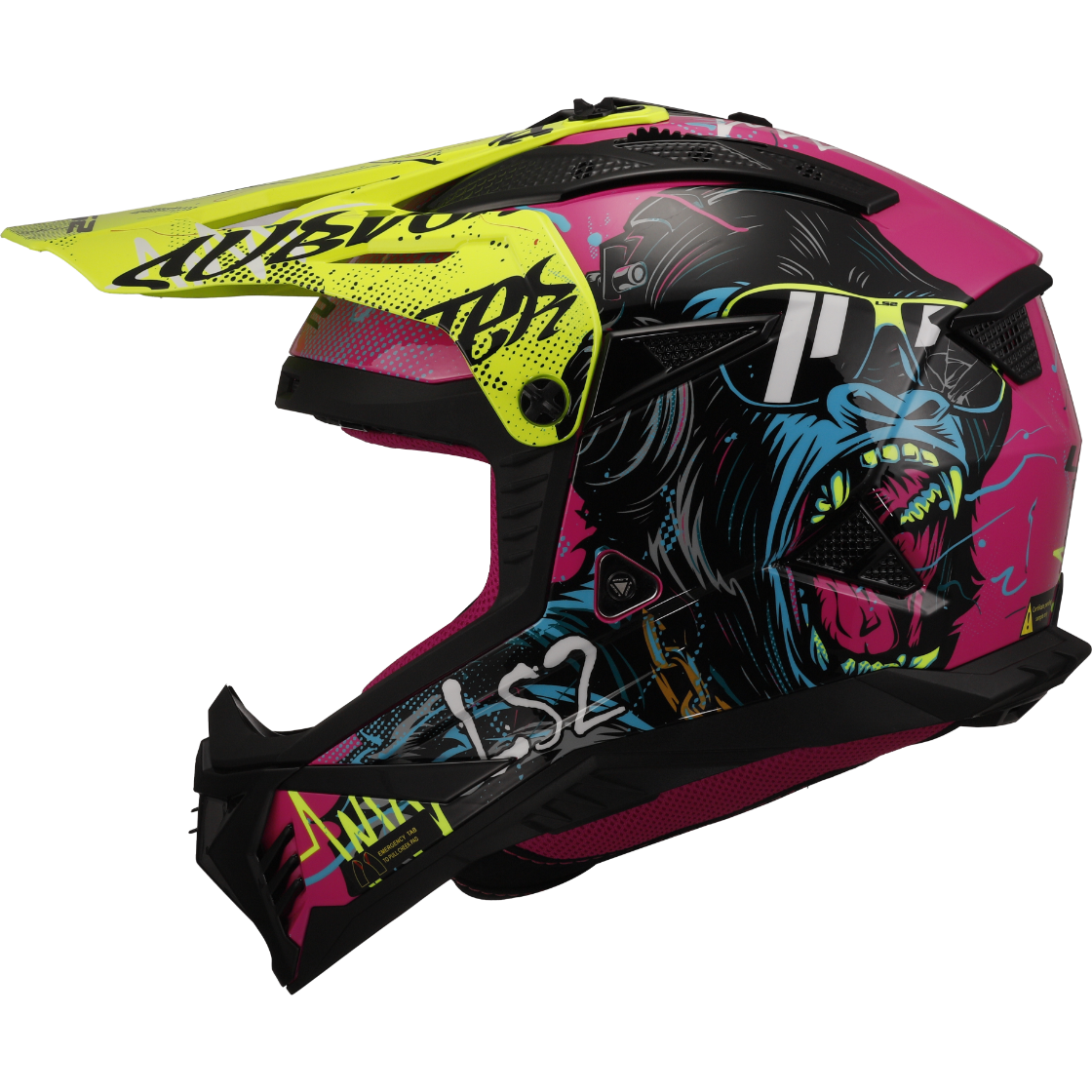 KASK LS2 MX708 FAST II GORILLA PURPLE H-V YEL