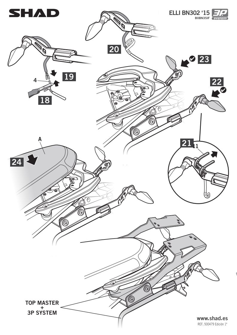 STELAŻ KUFRA BOCZNEGO 3P SHAD DO BENELLI BN302