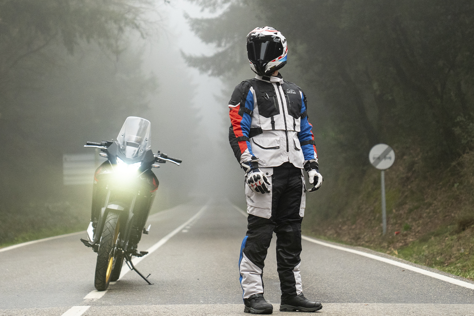 KURTKA LS2 BREAKOUT MAN GREY BLUE RED