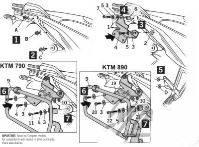 STELAŻ KUFRA BOCZNEGO 4P SHAD TERRA DO KTM ADVE 79
