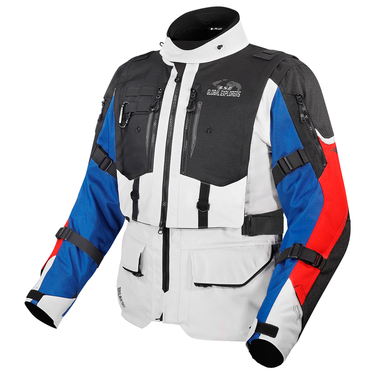 KURTKA LS2 BREAKOUT MAN GREY BLUE RED