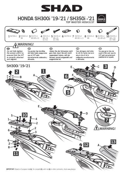 STELAŻ KUFRA TYŁ SHAD DO HONDA SH 300i - 350i